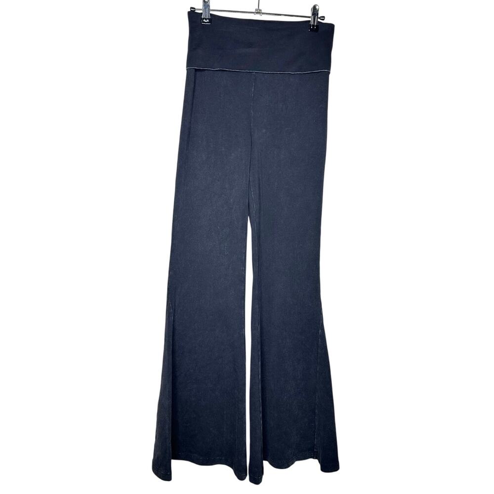 Aerie Offline OG Foldover Super Flare Hi-Rise Pants Washed Black Sz Medium NWOT - Picture 2 of 8